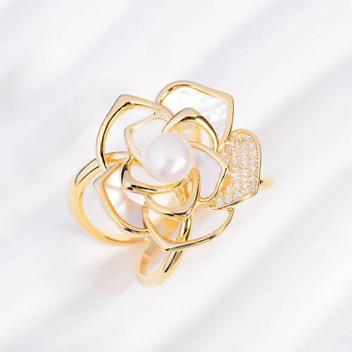 Cài Khăn Nữ Meri Rose Pearl BR906 Màu Vàng Gold
