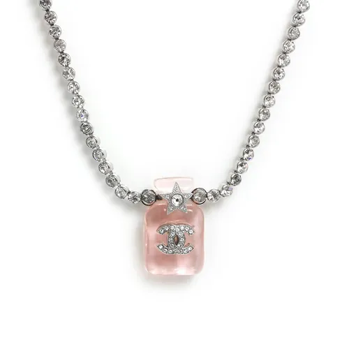 Dây Chuyền Nữ Chanel Perfume Bottle Necklace Crystal Silver Tone Màu Bạc