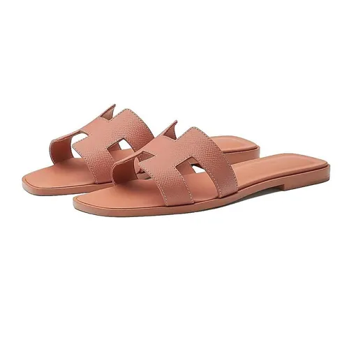 Dép Hermès HM Oran Rose Aube Màu Nâu Cam Size 37