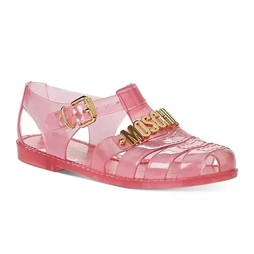 Dép Nữ Moschino Logo Hardware Jelly Sandals Màu Hồng Size 37