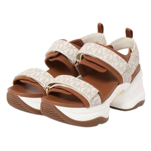Dép Sandal Nữ Michael Kors Maverick Sandal MK Sig Semi Lux 43S2MVFA3B - Vanila Màu Trắng Ngà Size 36
