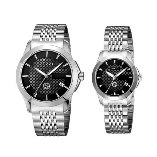Đồng Hồ Đôi Gucci G-Timeless YA1264106 & YA1265006 Màu Đen Bạc