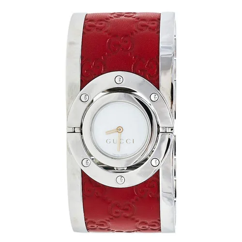 Đồng Hồ Nữ Gucci Stainless Steel Leather Twirl YA112435 Watch Màu Đỏ