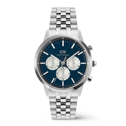 Đồng Hồ Nam Daniel Wellington Iconic Chronograph Arch 5-Link Arctic Panda DW00100874 Màu Bạc/Xanh