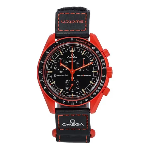 Đồng Hồ Nam Omega x Swatch Bioceramic Moonswatch Mission On Earth Lava SO33O100 Màu Đỏ - Đen