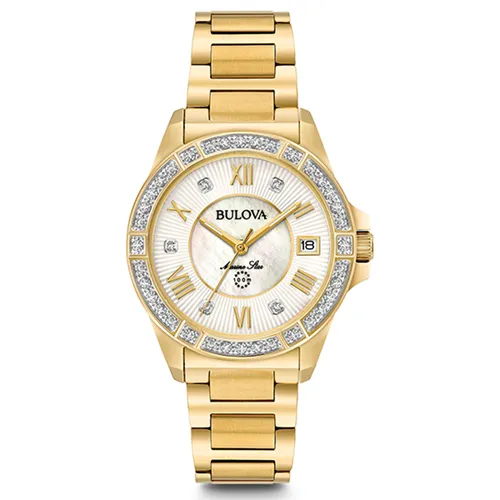 Đồng Hồ Nữ Bulova 98R235 Marine Star Diamond Watch Màu Vàng/ Trắng