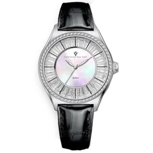 Đồng Hồ Nữ Christian Van Sant Quartz Luna CV3200 Màu Đen Trắng