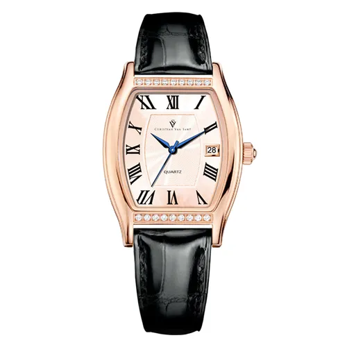 Đồng Hồ Nữ Christian Van Sant Women's Gemma Rose Gold Dial Watch CV2445 Màu Đen/Vàng Hồng