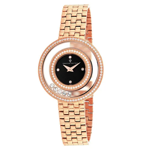 Đồng Hồ Nữ Christian Van Sant Women's Gracieuse Black Dial Watch CV4833 Màu Vàng Hồng