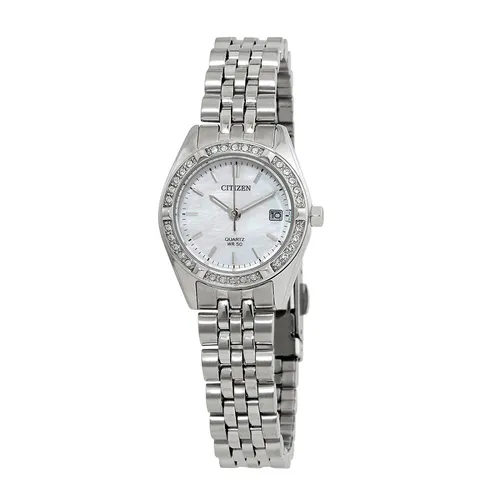 Đồng Hồ Nữ Citizen Crystal Mother Of Pearl Dial Watch EU6060-55D Màu Bạc