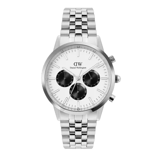Đồng Hồ Nam Daniel Wellington Iconic Chronograph Arch 5 Link Off White Panda Màu Bạc