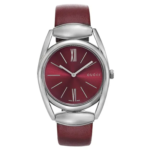 Đồng Hồ Nữ Gucci Horsebit Black Leather Ladies Watch 34mm YA139402 Màu Đỏ Tím