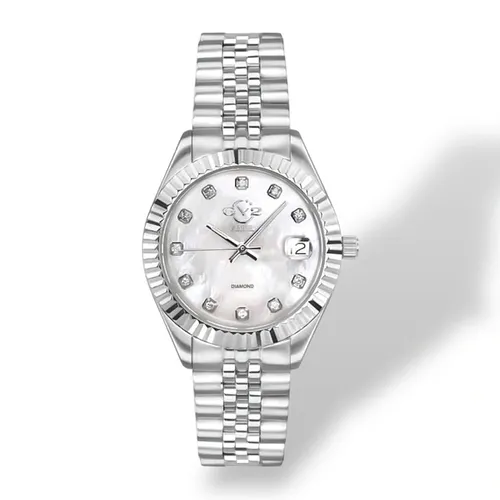 Đồng Hồ Nữ GV2 By Gevril Quartz Naples Diamond 12405 Màu Bạc