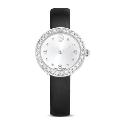 Đồng Hồ Swarovski Matrix Tennis Watch Swiss Made, Leather Strap, Black, Stainless Steel 5706663 Màu Đen - Bạc