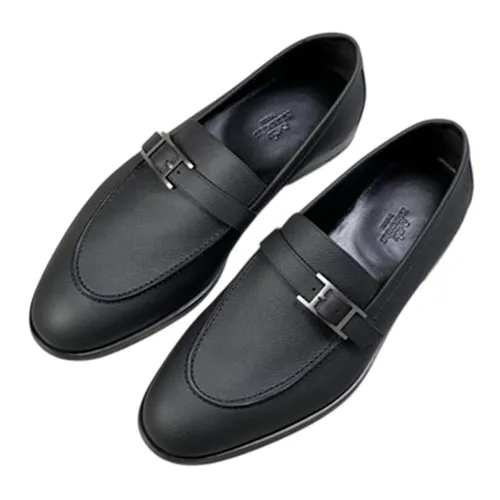 Giày Lười Nam Hermès Monterey Loafer Khoá Bạc Màu Đen Size 39.5