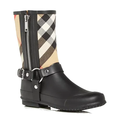 Giày Boot Nữ Burberry Zane Vintage Check Rain Boots Màu Đen Size 36