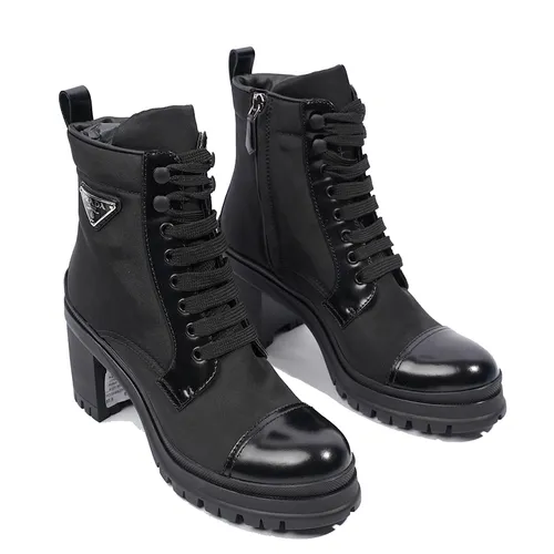 Giày Boot Nữ Prada Monolith Black Re Nylon EU Màu Đen Size 36.5