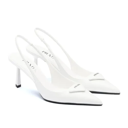 Giày Cao Gót Nữ Prada Slingback Pumps Màu Trắng Size 36