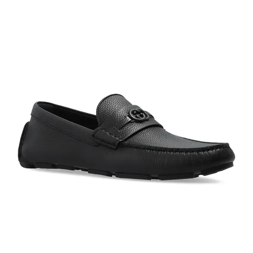 Giày Lười Nam Gucci Black Leather Loafers Màu Đen Size 40.5