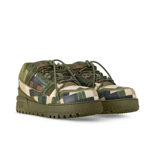 Giày Sneaker Nam Louis Vuitton LV Maxi Trainers Khaki Green 1ACNCT Màu Xanh Họa Tiết