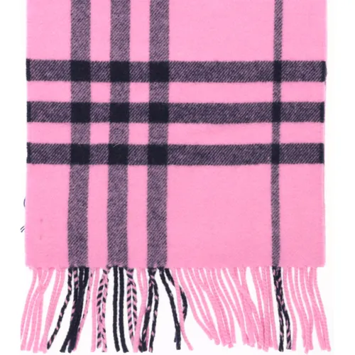 Khăn Len Burberry Schal Bubblegum Pink Und Schwarz Lambswool 80899431 Màu Hồng