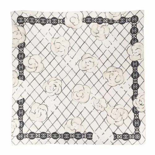 Khăn Lụa Chanel Foulard Scarf Màu Đen/Trắng
