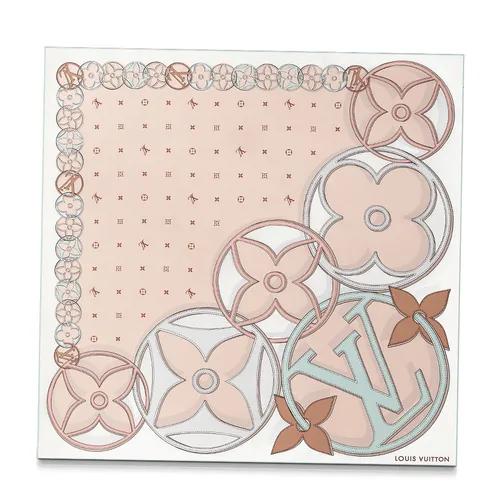 Khăn Lụa Nữ Louis Vuitton LV Scarf 90 M78407 Màu Hồng Beige