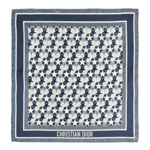 Khăn Nữ Christian Dior Etoile Silk Blue Scarf 70 x 70 cm Màu Xanh Họa Tiết