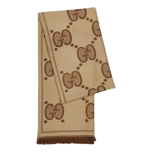 Khăn Quàng Cổ Gucci GG-Jacquard Wool Scarf Màu Be