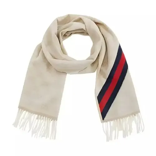Khăn Quàng Cổ Gucci GG Logo Wool Scarf In Beige 165904 3G646 Màu Be