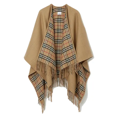 Khăn Quàng Cổ Nữ Burberry Reversible Check Wool Cape 80716731 Archive Beige Màu Be Kẻ