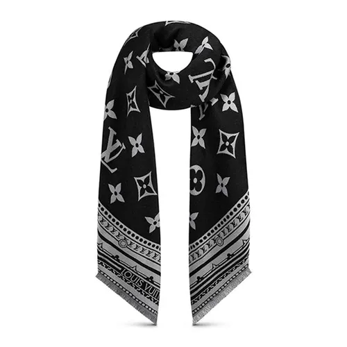 Khăn Quàng Cổ Unisex Louis Vuitton LV M76389 Amazingram Stole Màu Đen Họa Tiết