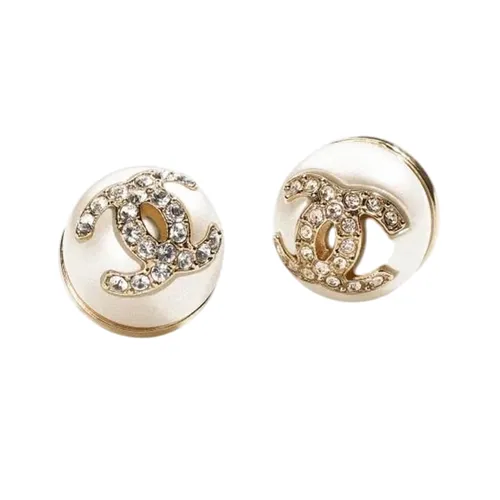 Khuyên Tai Nữ Chanel Pearl CC Crystal Earrings Gold Màu Vàng