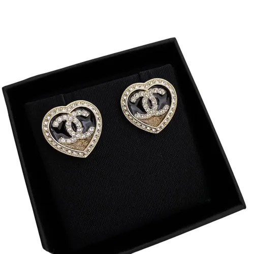 Khuyên Tai Nữ Chanel CC Logo Heart Earrings Màu Vàng