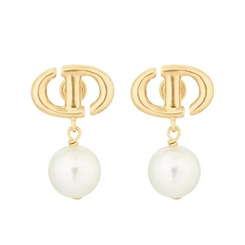 Khuyên Tai Nữ Dior CD Navy EarringsGold-Finish Metal And White Resin Pearls E1850CDNRS_D301 Màu Vàng Gold