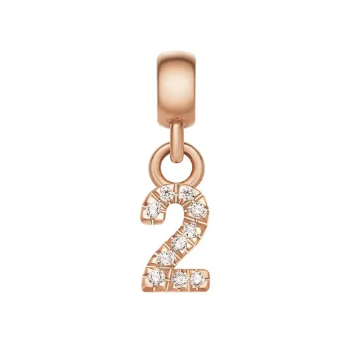 Mặt Dây Chuyền Daniel Wellington Zirconia - Crystal Number Charm Rose Gold Màu Vàng Hồng (Số 2)