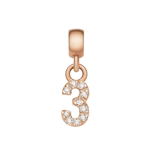 Mặt Dây Chuyền Daniel Wellington Zirconia - Crystal Number Charm Rose Gold Màu Vàng Hồng (Số 3)