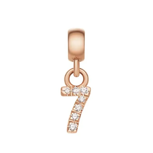 Mặt Dây Chuyền Daniel Wellington Zirconia - Crystal Number Charm Rose Gold Màu Vàng Hồng (Số 7)