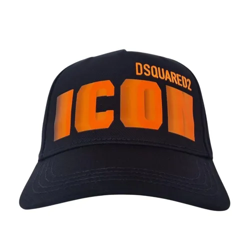 Mũ Nam Dsquared2 Black Logo-print Orange Cotton Baseball Cap BCM0794 05C00001 M638 Màu Đen