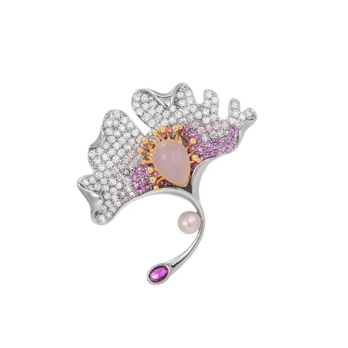 Pin Cài Áo Nữ Meri Ginkgo Grace BR900 Màu Tím/Trắng