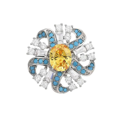 Pin Cài Áo Nữ Meri Royal Emblem BR901 Màu Xanh/Trắng