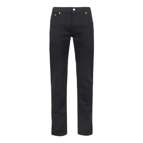 Quần Jean Nam Alexander McQueen Black With Graffiti Logo Embroidered Slim Fit 682084 QYAAH 1000 Màu Đen Size 44