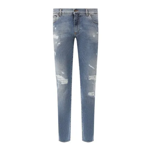 Quần Jean Nam Dolce & Gabbana D&G Tag Gold Chữ DG (Slim) GY07CD G8AN0  Màu Xanh Size 44