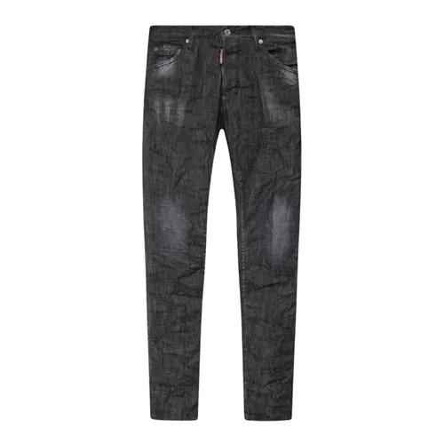 Quần Jean Nam Dsquared2 Cool Guy Button Fly Logo Patch In Black S74LB1227 S30357 900 Màu Đen Size 44