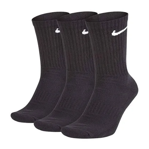 Set 3 Đôi Tất Cổ Cao Nike Everyday Cushioned SX7664-010 Dri-Fit Black Màu Đen Size 21-23cm
