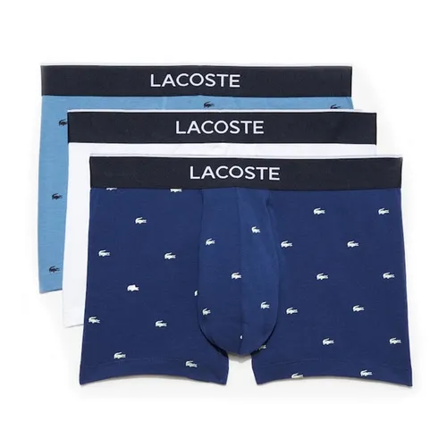 Set 3 Quần Lót Nam Lacoste Men's 3-Pack Signature Trunks 5H3411-52 KGN Màu Xanh Trắng Size S