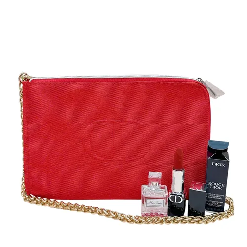 Set Dior 3 Món Mini (Dior Blooming Bouquet EDT 5ml + Son Dior Velvet 777 Fahrenheit Đỏ Cam + Túi)