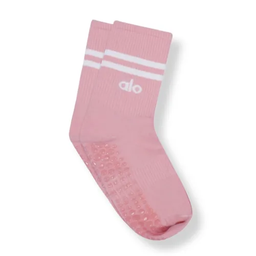 Tất Alo Yoga Unisex Half-Crew Throwback Anti Slip Sock - Freeszie - Pink - Màu Hồng