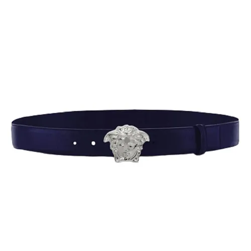 Thắt Lưng Nam Versace Leather Logo Medusa Màu Xanh Navy