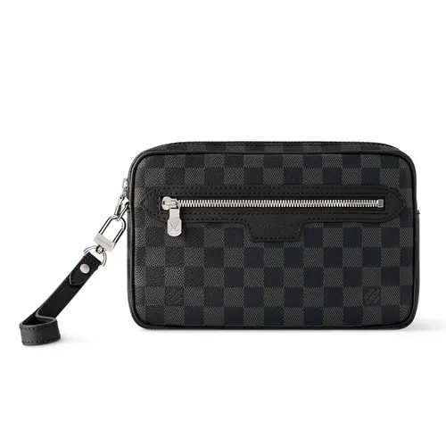 Túi Cầm Tay Nam Louis Vuitton LV Pochette Kasai N47626 Màu Xám/Đen